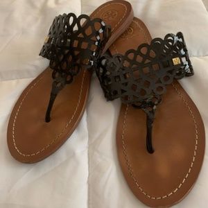 Tory Burch Black Patent Leather Sandal